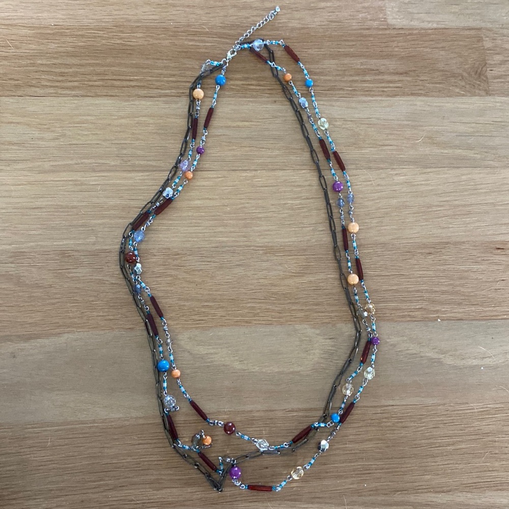 Layered Multi Colored Necklace - Picture 9 of 10